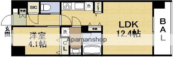 スプランディッド梅田グランノース(1LDK/9階)の間取り写真