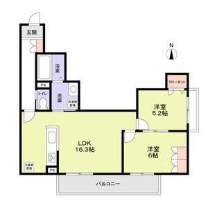 GRAND FORESTA N(2LDK/3階)の間取り写真