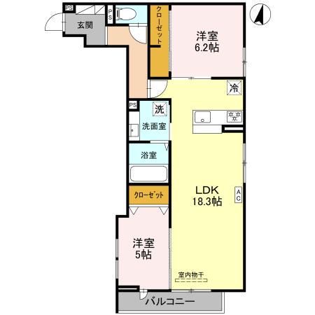 トリシア武庫川(2LDK/3階)の間取り写真