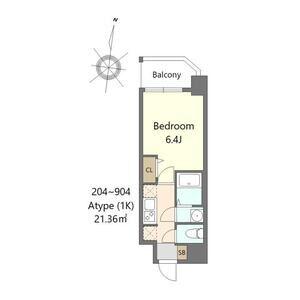 ALIVIS都島北通(1K/4階)の間取り写真