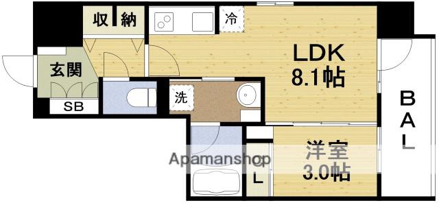 ジオエント福島野田レジデンス(1LDK/15階)の間取り写真