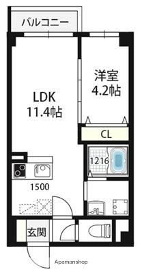 RETUMEKITA(1LDK/1階)の間取り写真
