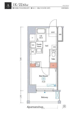 エストゥルースプラス大阪福島(1K/5階)の間取り写真