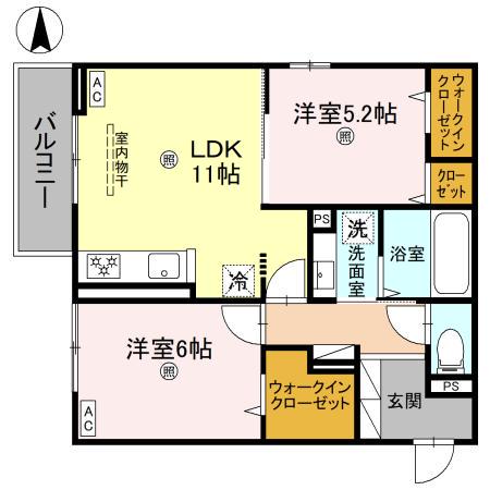 D-ROOM東住吉区南田辺4丁目(2LDK/2階)の間取り写真