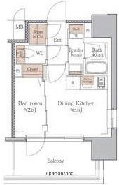 ジオエント梅田北リバーフロント(1DK/7階)の間取り写真