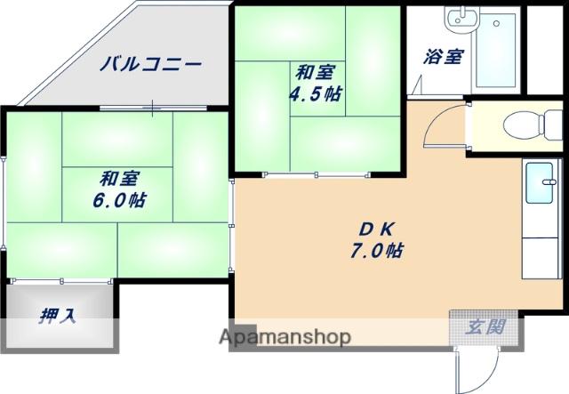 グリーンハイツ淀(2DK/3階)の間取り写真