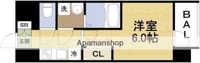 レジュールアッシュOSAKAGATEWAY(1K/3階)の間取り写真