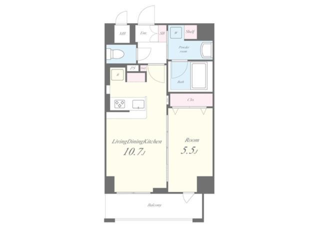 ハピネスガーデン新大阪(1LDK/2階)の間取り写真