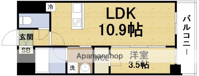 グランドファースト大阪福島(1LDK/9階)の間取り写真