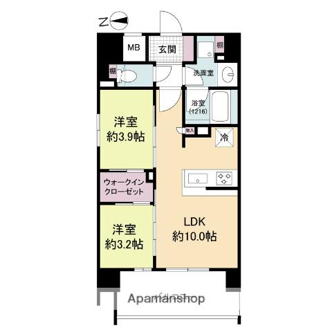 ソルレヴェンテ新梅田(2LDK/9階)の間取り写真