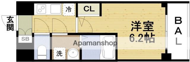 エスリードレジデンスザ・グラン大阪福島クラス(1K/11階)の間取り写真