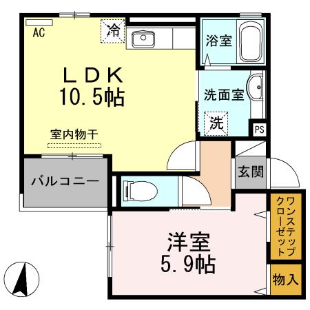 ソフィスティケート(1LDK/3階)の間取り写真