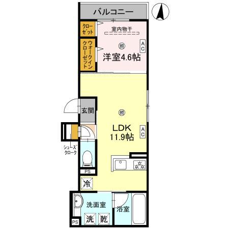 D-RESIDENCE蛍池西町(1LDK/2階)の間取り写真