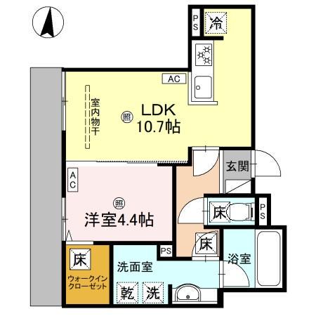 D-RESIDENCE蛍池西町(1LDK/1階)の間取り写真