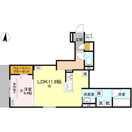 D-RESIDENCE蛍池西町(1LDK/1階)の間取り写真