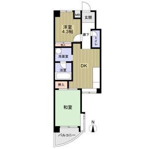 シャトー柴原(1SDK/4階)の間取り写真