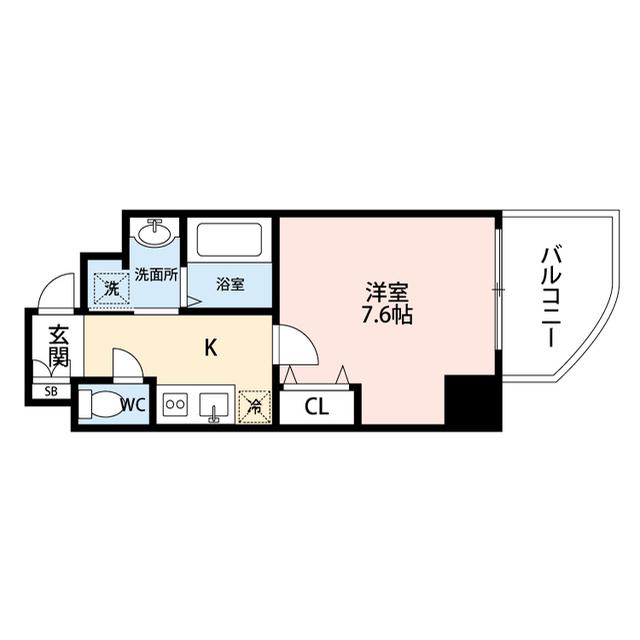 ジュネーゼみなと弁天町(1K/7階)の間取り写真