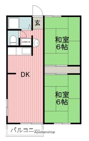 東江ハイツB棟(2DK/2階)の間取り写真