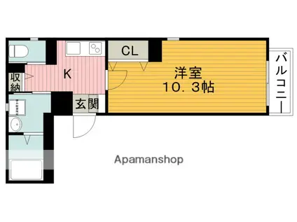 ARRIATE北桜塚(1K/1階)の間取り写真