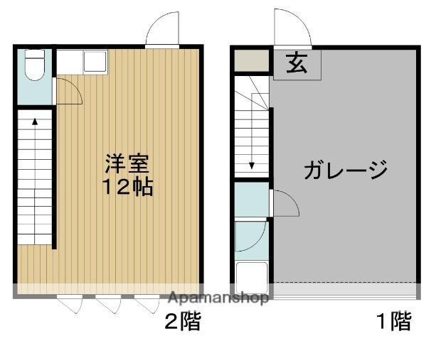 玉井町GAREGE HOUSE(ワンルーム/1階)の間取り写真
