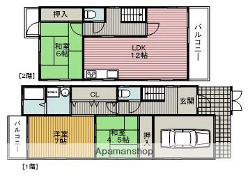 阪急電鉄宝塚線 豊中駅 徒歩3分 2階建 築29年(3LDK)の間取り写真