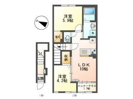 フェリーチェ関空(2LDK/2階)の間取り写真