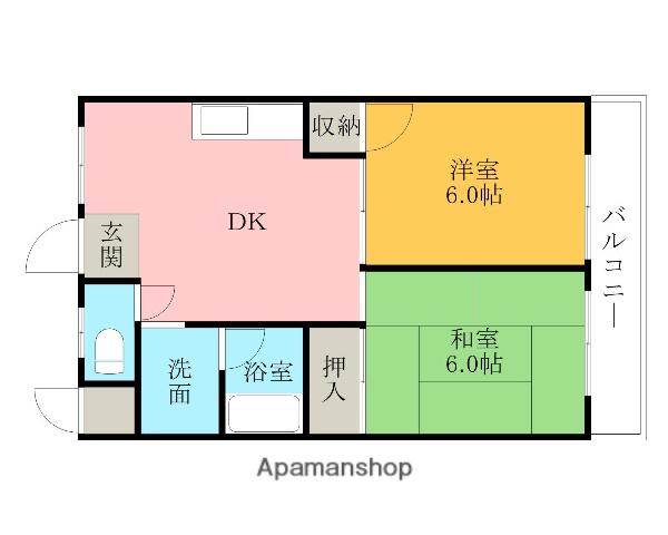 ロイヤルコーポ和泉鳥取(2DK/4階)の間取り写真