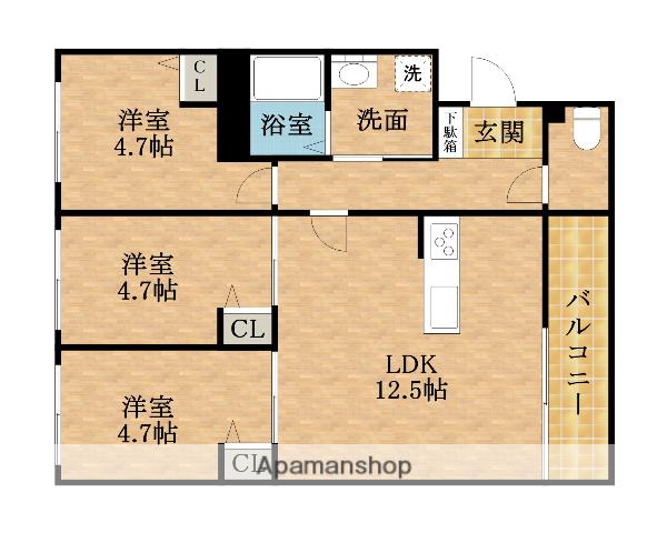 CHAINON高石(3LDK/1階)の間取り写真