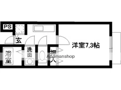 ラフェスタ下池田(1K/1階)の間取り写真