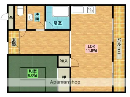 ラビタマンション(1LDK/4階)の間取り写真