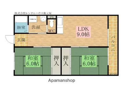 マンション希宗(2LDK/1階)の間取り写真