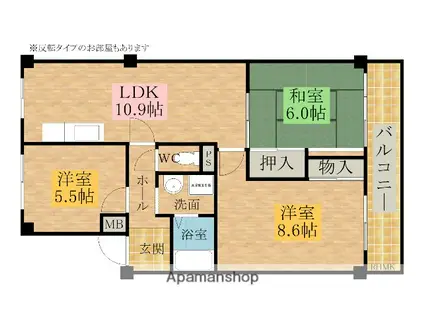 コンテッサ堀(3LDK/2階)の間取り写真