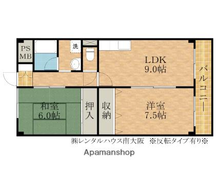 サンヴェール岸和田(2LDK/1階)の間取り写真