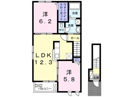 カンファーツリーC(2LDK/2階)の間取り写真