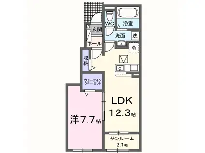 クルールD(1LDK/1階)の間取り写真