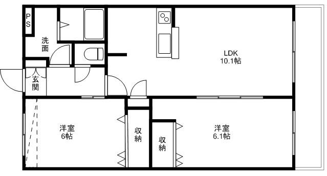 ティエドール(2LDK/2階)の間取り写真