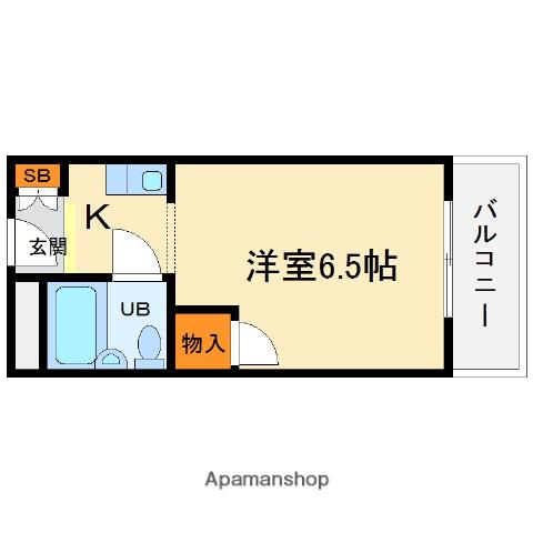 ルーミングハウス梶(ワンルーム/2階)の間取り写真