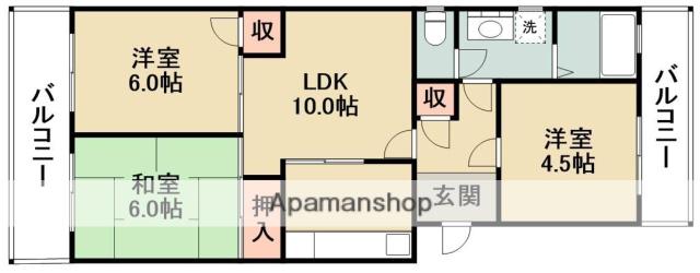 ハイツキャスティーA棟(3LDK/3階)の間取り写真