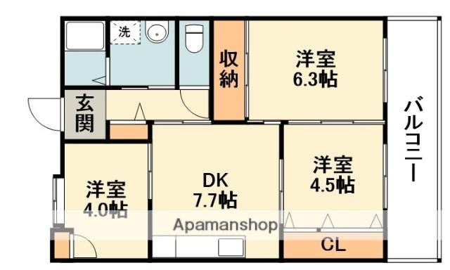 スマリオOPH千里青山台2号棟(3DK/2階)の間取り写真