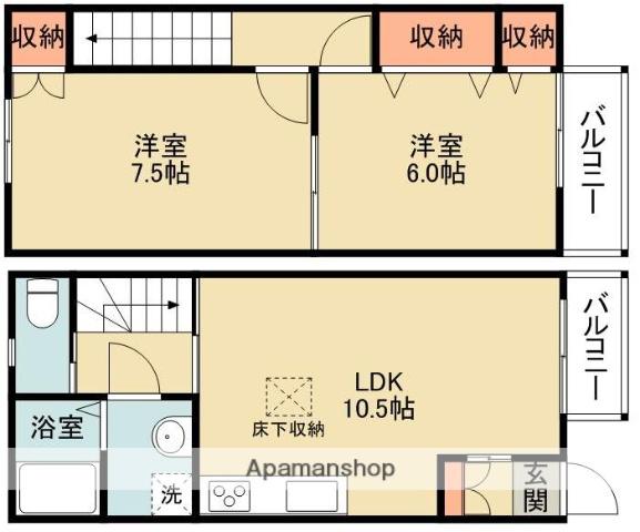 デュープレックス箕面東Ａ棟(2LDK)の間取り写真