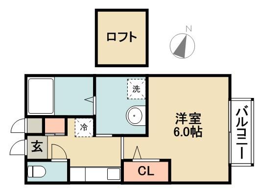 メルベーユ箕面Ⅱ(1K/2階)の間取り写真