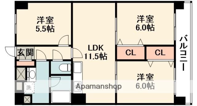 千里ガーデンハイツ(3LDK/2階)の間取り写真