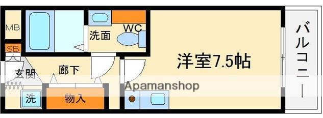 ハイマウンド(ワンルーム/1階)の間取り写真