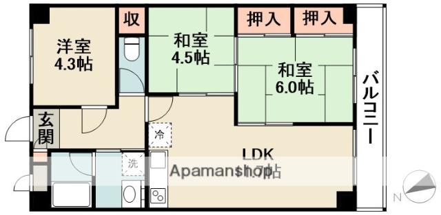 グリーンパレス千里中央A棟(3LDK/1階)の間取り写真