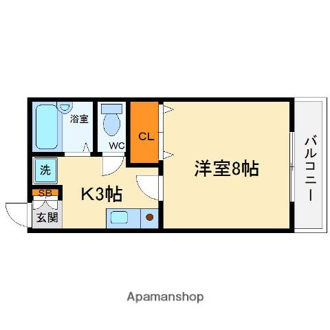 プチフィールド(1K/2階)の間取り写真