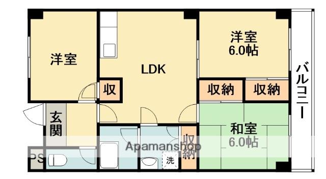 清涼ハイツ(3LDK/2階)の間取り写真