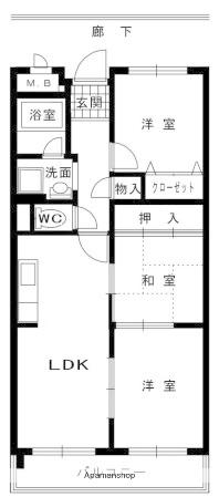 プラザコスモス(3LDK/2階)の間取り写真