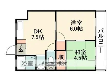 智関第1マンション(2DK/3階)の間取り写真