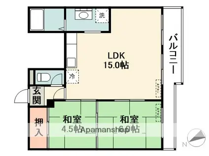 サンライフ箕面(2LDK/3階)の間取り写真