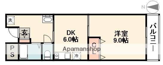 セルサスパール(1DK/2階)の間取り写真